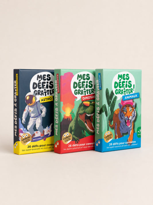 Mes défis à gratter _ Pack de 3 🦊🦖🚀