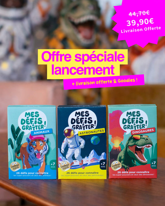 Mes défis à gratter _ Pack de 3 🦊🦖🚀