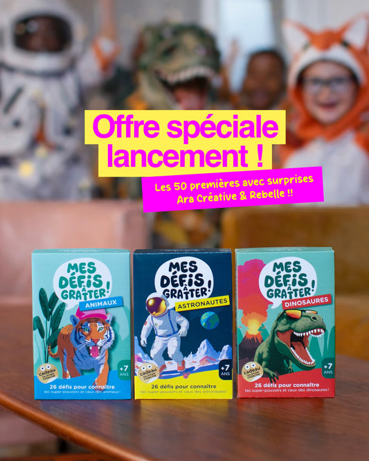 Mes défis à gratter _ Pack de 3 🦊🦖🚀